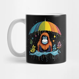 Orangutan Rainy Day With Umbrella Mug
